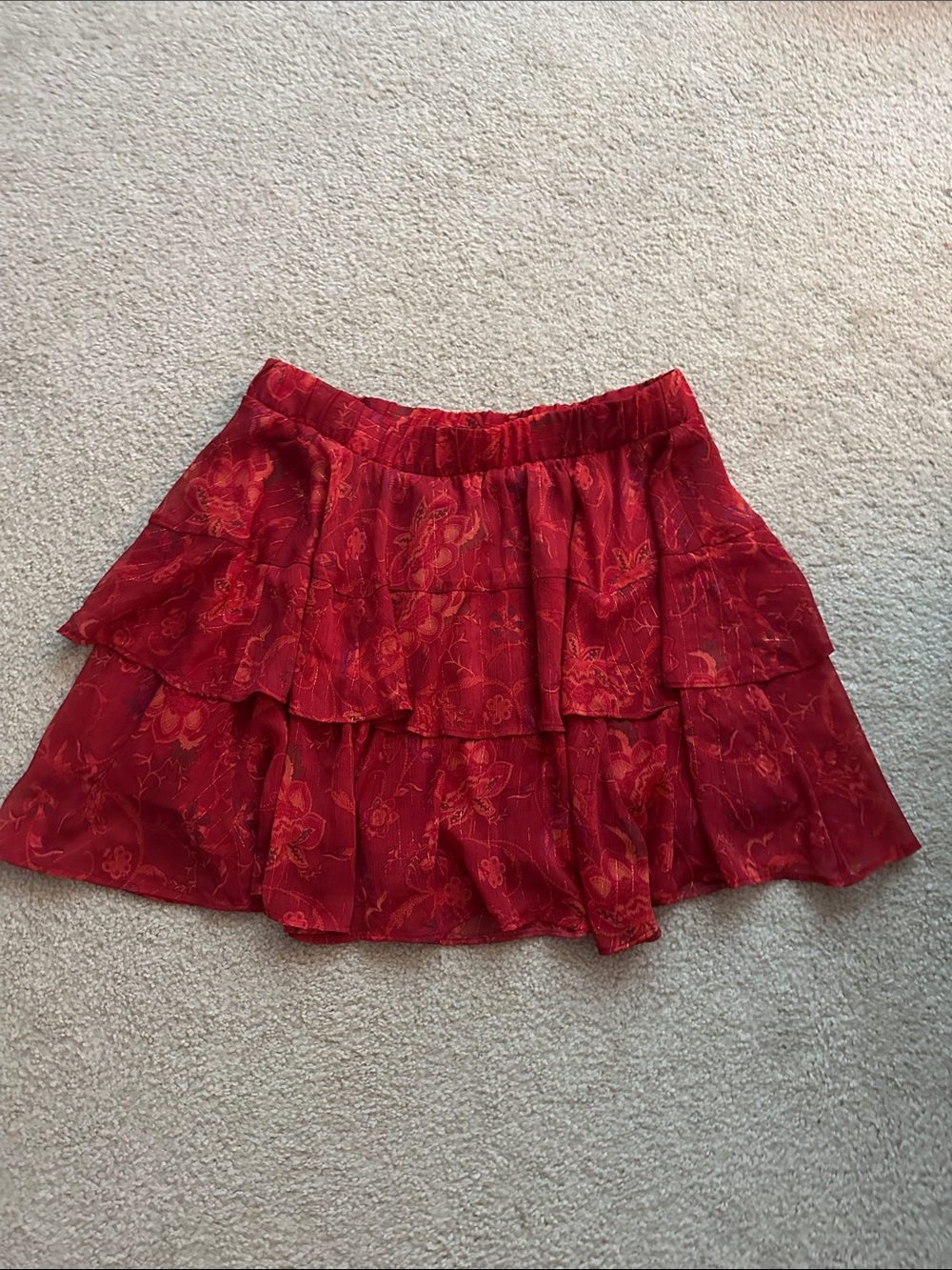 torrid Red Tiered Floral Mini Skirt